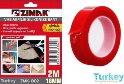 Akrilik Silikonize Çift Taraflı Band 2mx18mm - 1